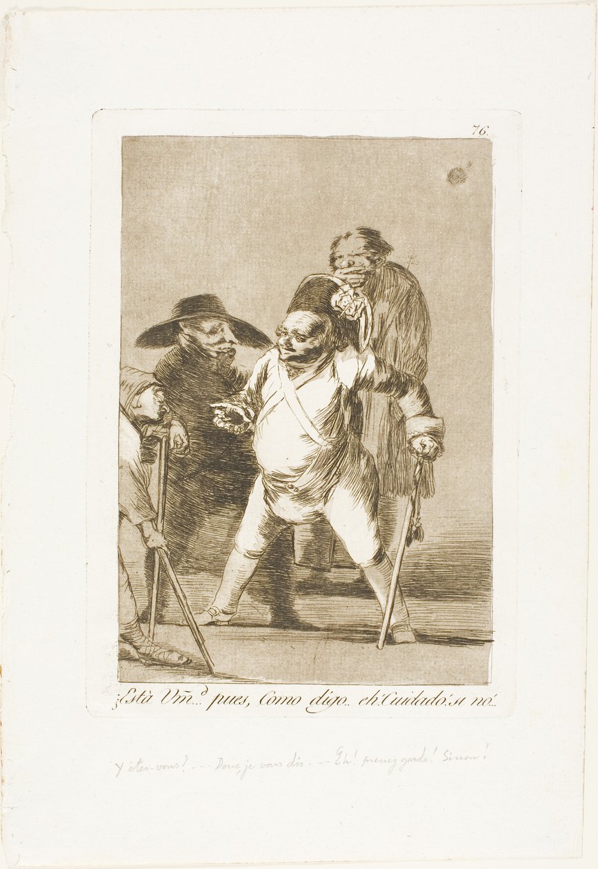 Vous comprenez ? ... bien, comme je dis... eh ! Attention ! sinon..., planche 76 de Los Caprichos - Francisco Jose de Goya y Lucientes