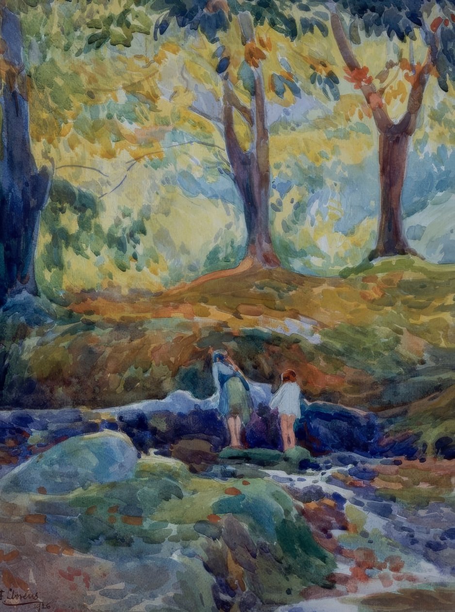 Forêt-Aquarelle. Artiste : Francisco Llorens Diaz. Localisation : Collection privée, Madrid, Espagne - Francisco Llorens Diaz