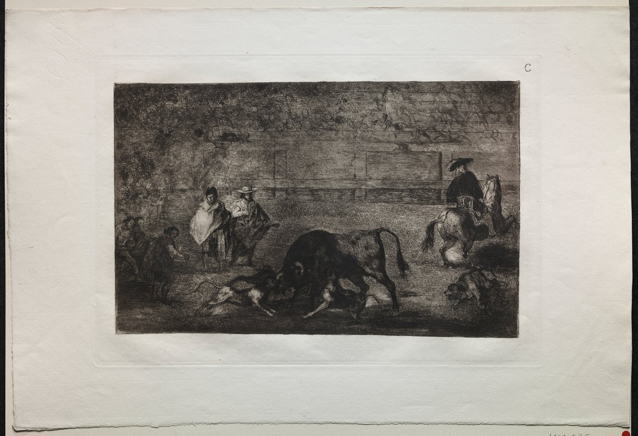 Corridas : Le chien lâché sur le taureau - Francisco de Goya