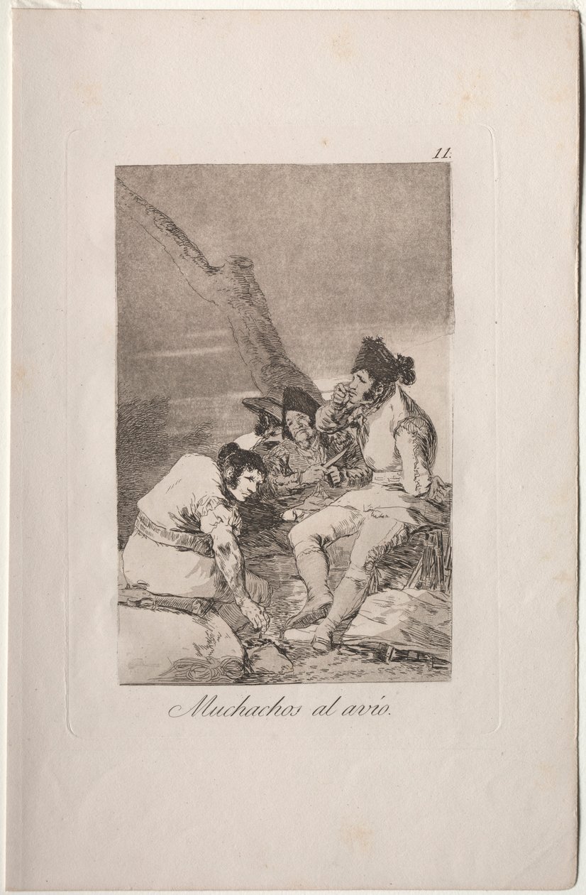 Caprichos : Garçons se préparant - Francisco de Goya