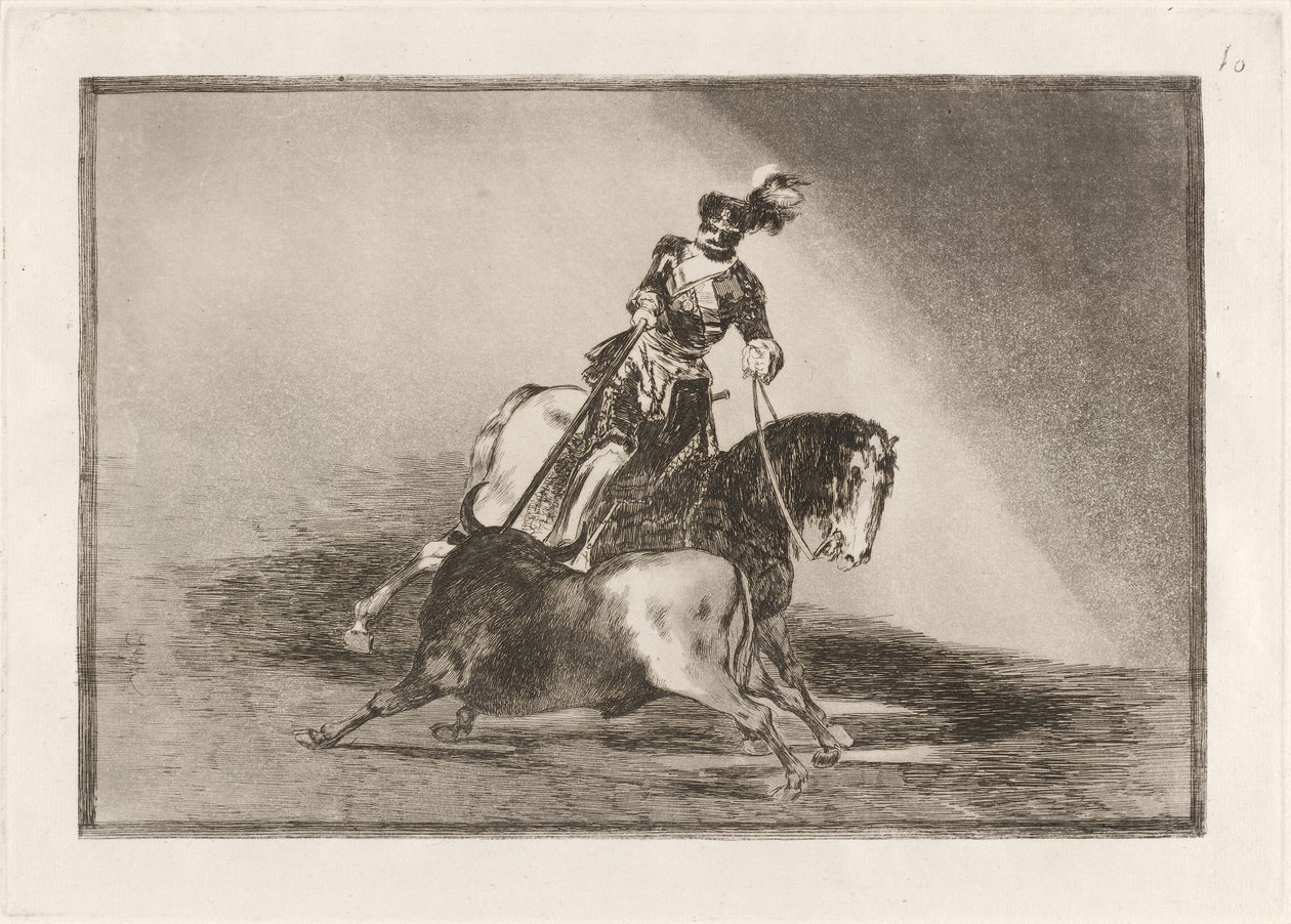 Carlos V. lanceando un toro en la plaza de Valladolid - Francisco de Goya