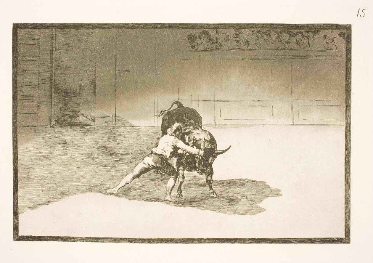 Le célèbre Martincho place les banderilles, trompe le taureau avec ses mouvements corporels - Francisco de Goya