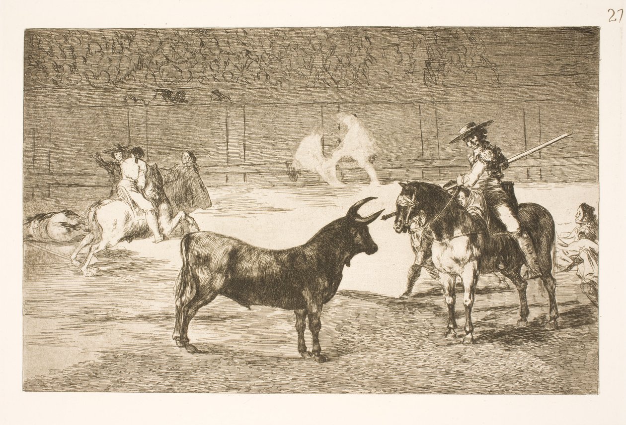 Le célèbre picador, Fernando del Toro, provoque le taureau furieux avec sa lance - Francisco de Goya