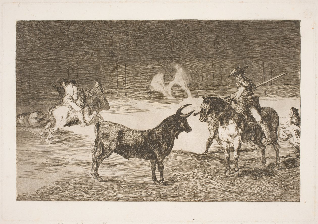 Le célèbre picador, Fernando del Toro, provoque le taureau furieux avec sa lance - Francisco de Goya
