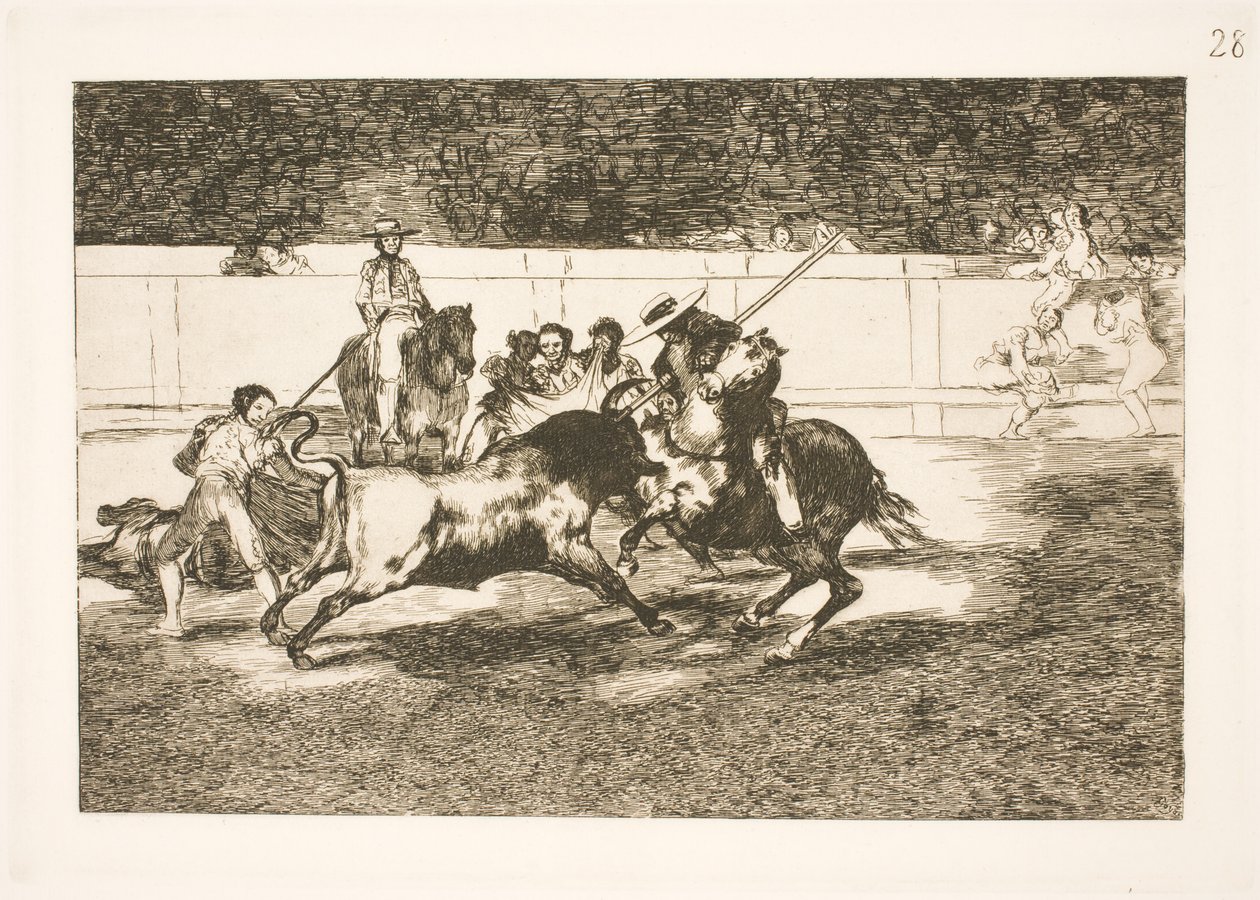 Le puissant Rendon pique un taureau avec la lance, l