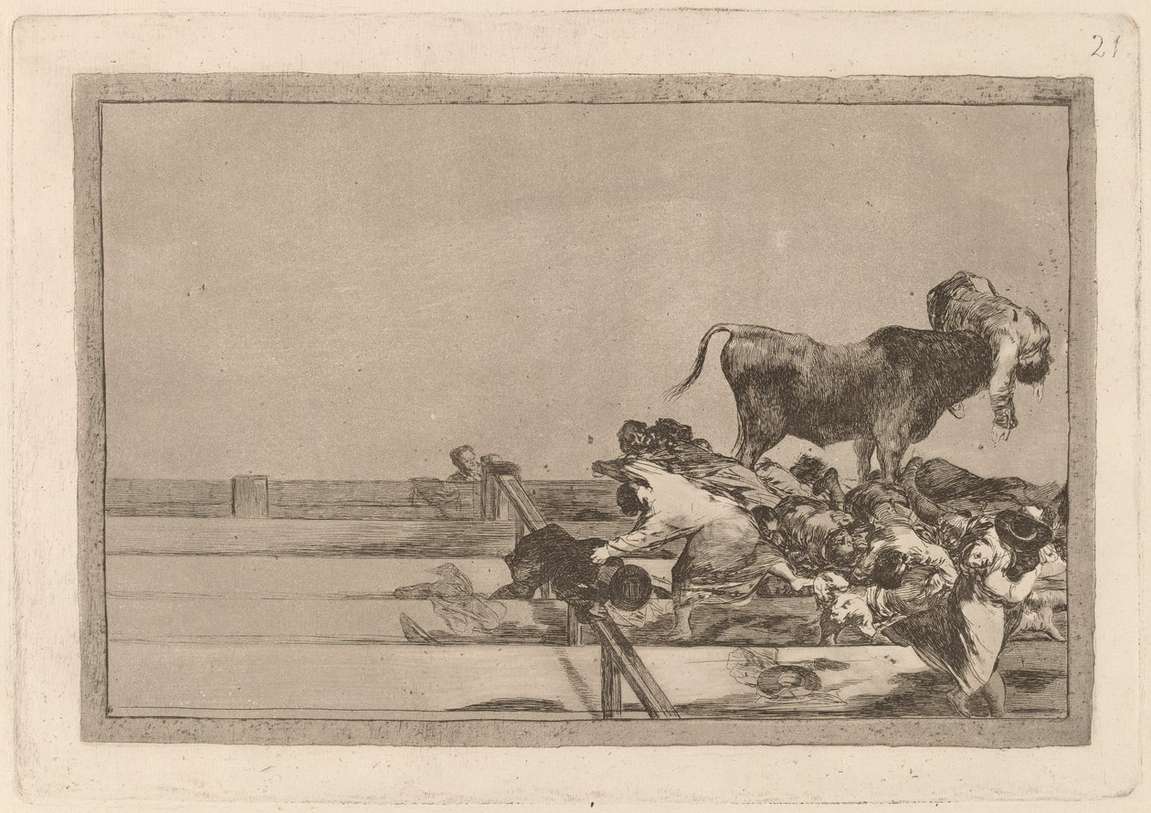 Desgracias acaecidas en el tendido de la plaza de Madrid, y muerte del alcalde de Torrejón - Francisco de Goya