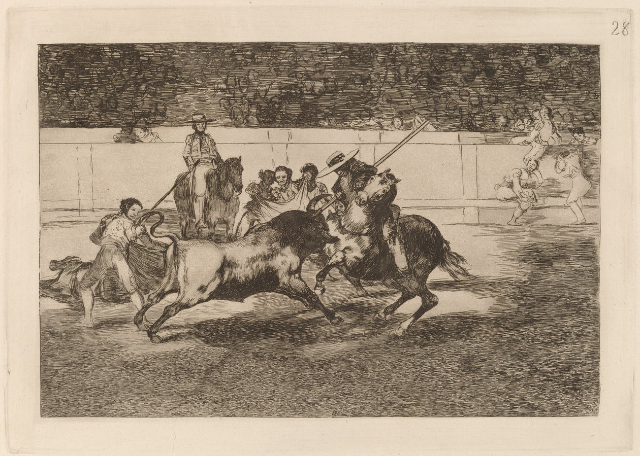El esforzado Rendon picando un toro, de cuya suerte murio en plaza de Madrid - Francisco de Goya