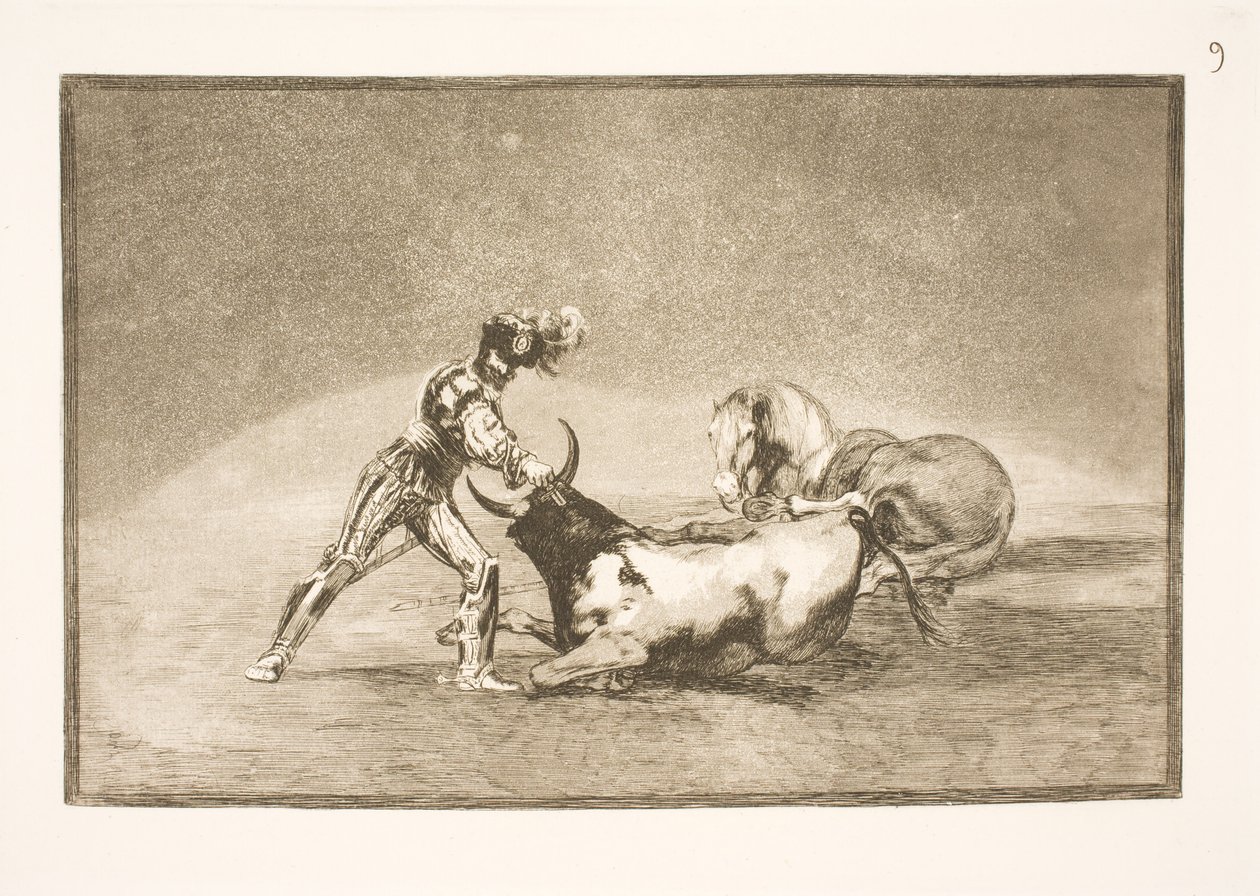 Un cavalier espagnol tue le taureau après avoir perdu son cheval - Francisco de Goya