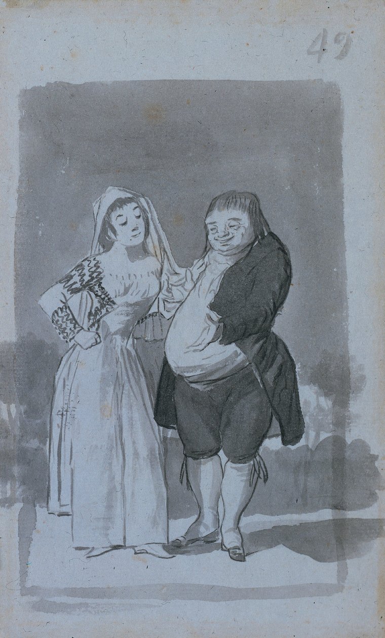 Prostituée sollicitant un homme gras et laid recto, 1796-97 - Francisco de Goya