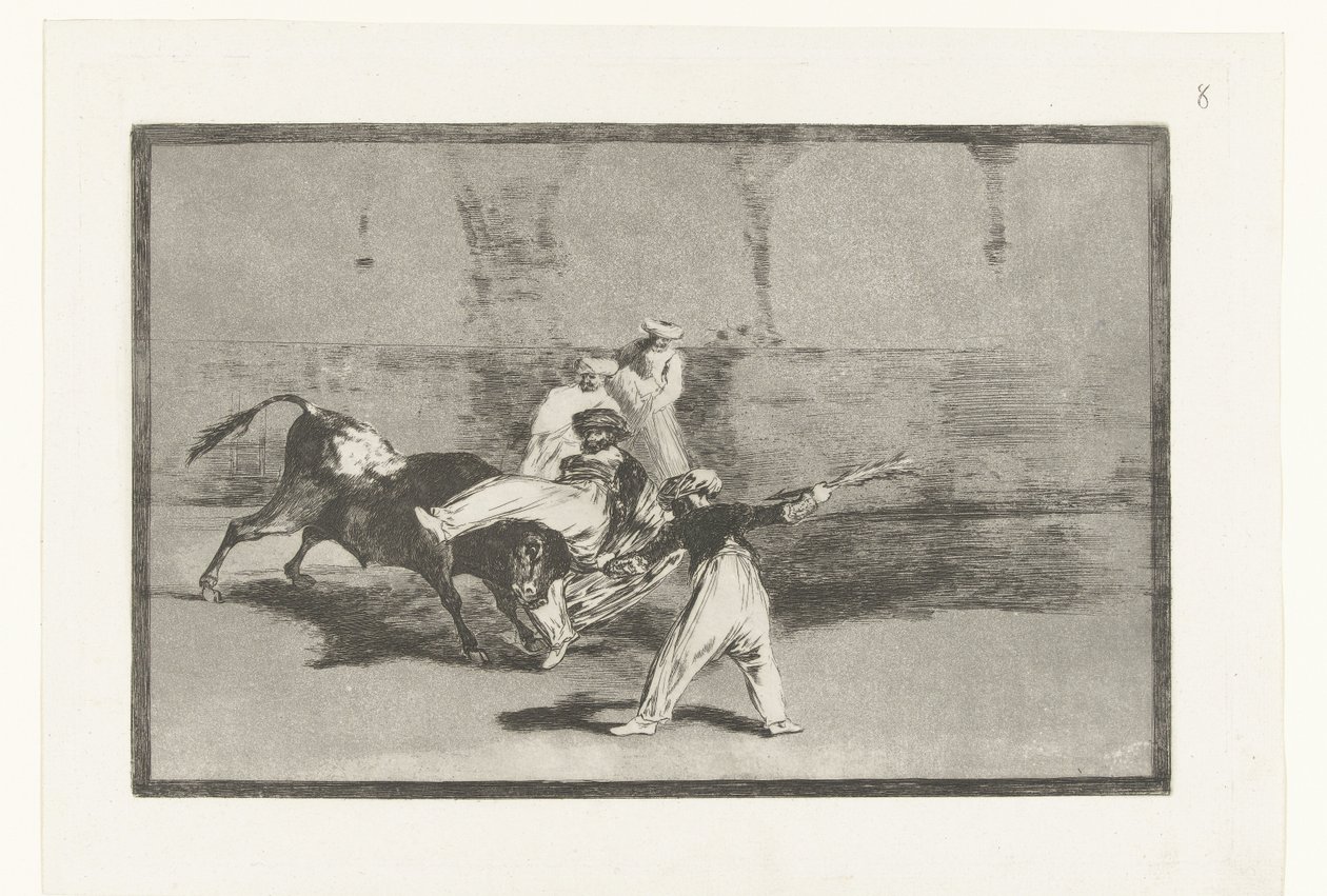 Taureau attrapé par des toreros - Francisco de Goya