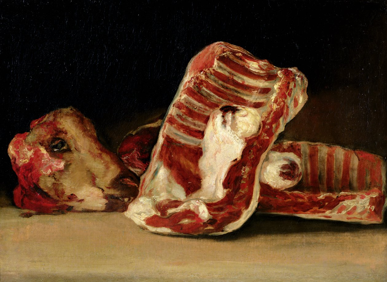Nature morte de côtes et tête de mouton - Le comptoir du boucher - Francisco de Goya