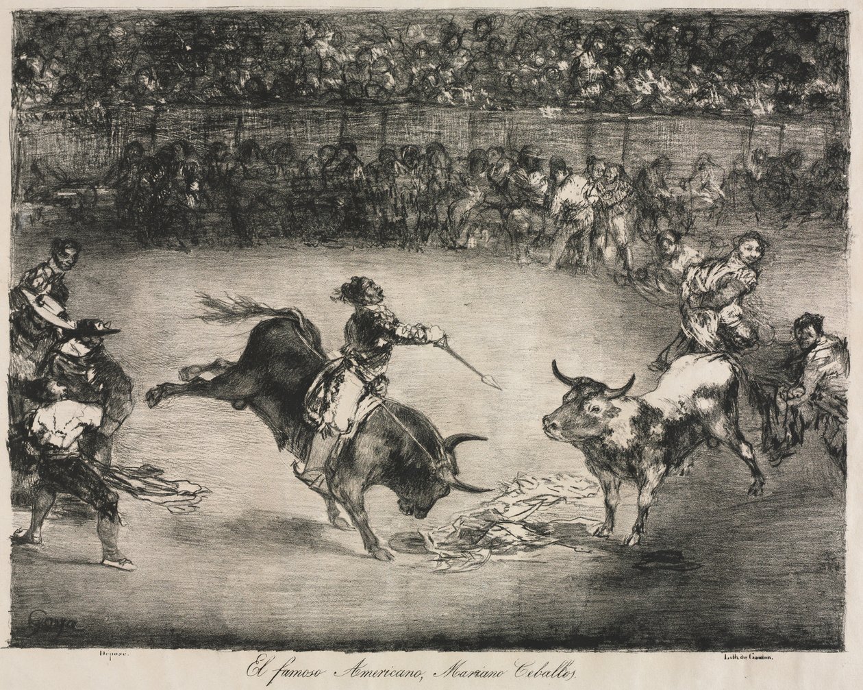 Les taureaux de Bordeaux : Le célèbre Américain, Mariano Ceballos - Francisco de Goya