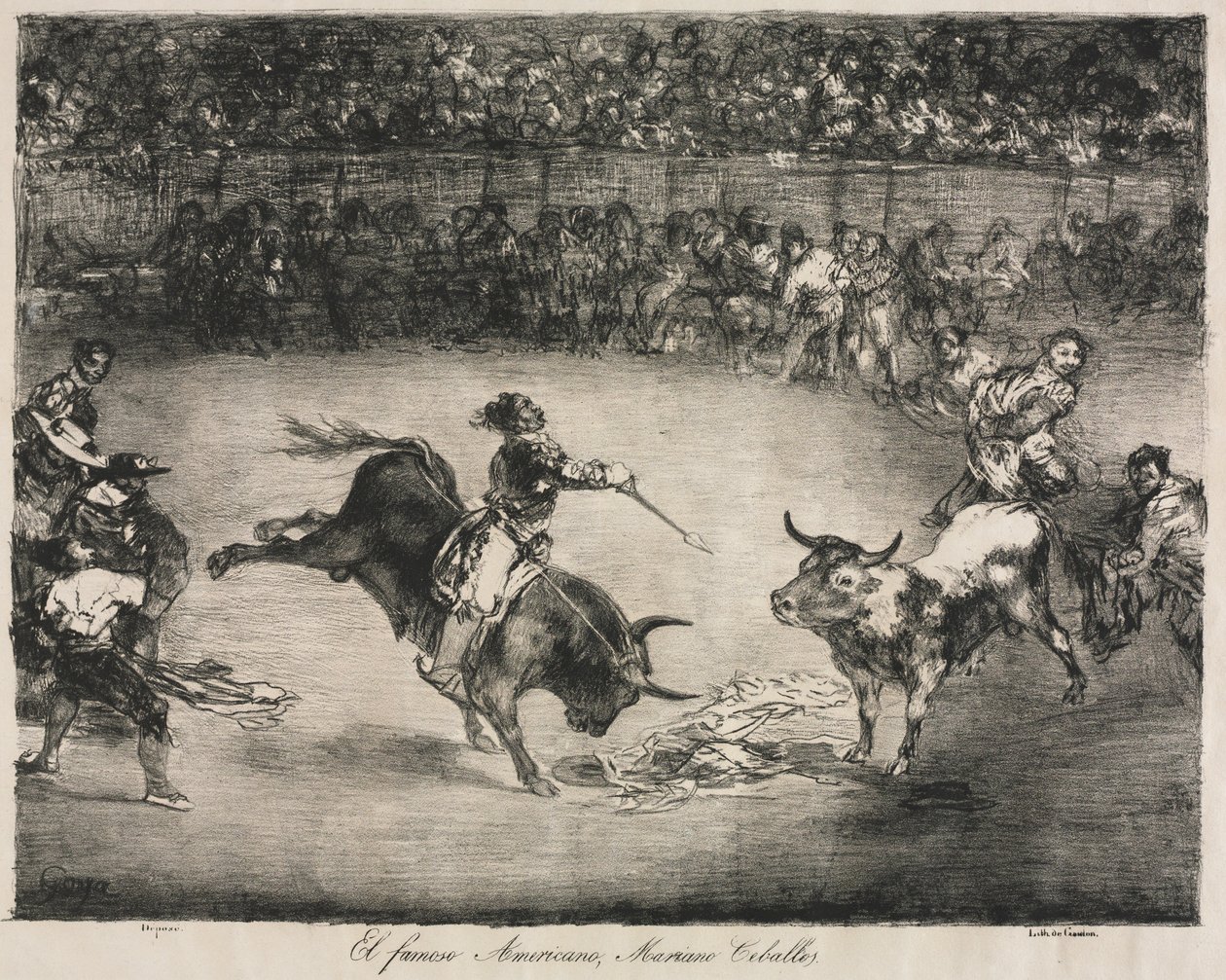 Les Taureaux de Bordeaux : Le célèbre Américain, Mariano Ceballos, 1825 - Francisco de Goya