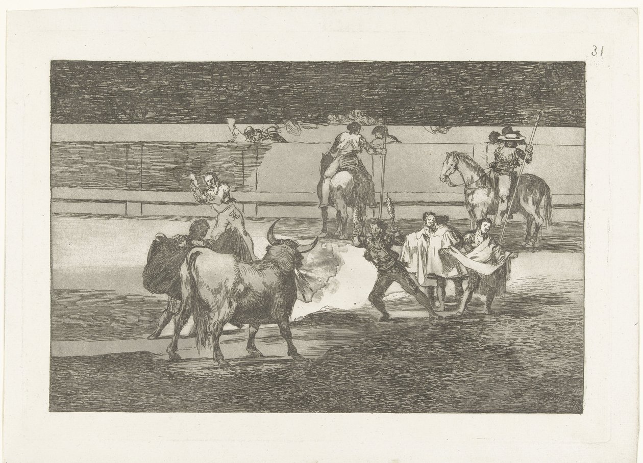 Torero avec banderilles enflammées (Banderillas de fuego, La Tauromaquia) - Francisco de Goya