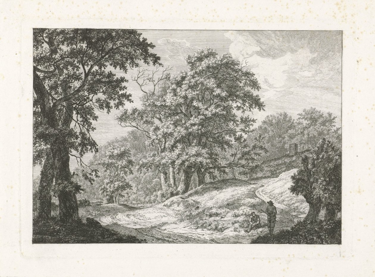 Paysage avec deux figures près de la route - Franciscus Andreas Milatz
