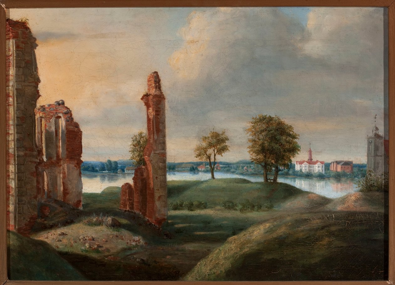Biržai lituanienne avec les ruines du château des Radziwiłł - Franciszek Smuglewicz