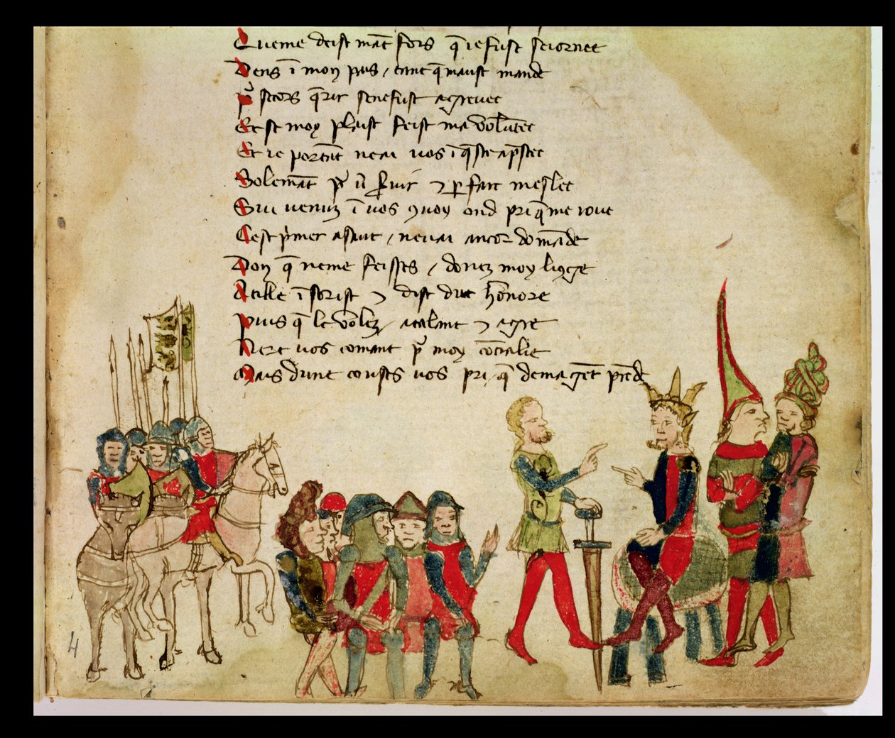 Ms Est 27 W 8.17 f.4r Attila le Hun (c.406-453) en discussion avec l