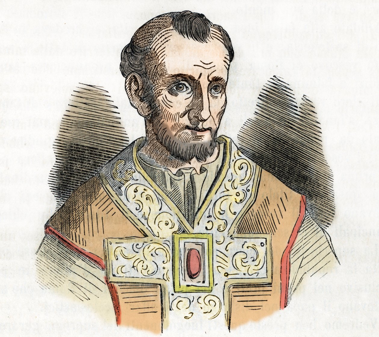 Moyen Âge : représentation du pape Nicolas Ier le Grand (Nicola I, Nicolas ou Nicolo ou Niccolo ou Nicolaus) (858-867) dessin tiré de 