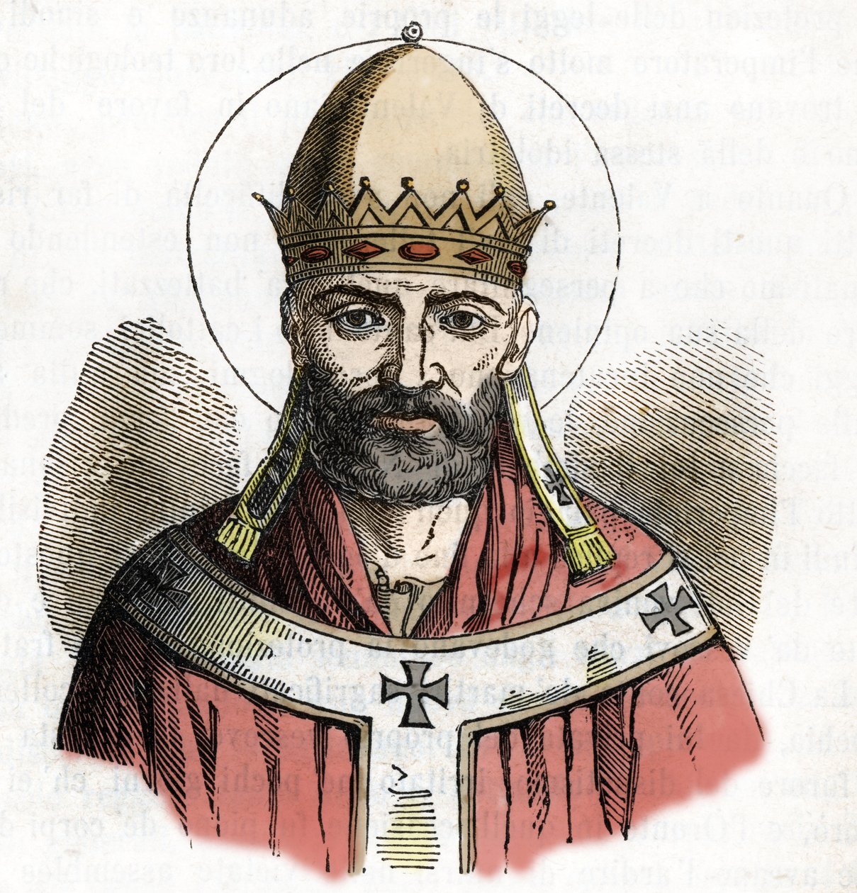 Portrait du Pape Damase I, dessin de Misteri del Vaticano par Franco Mistrali - Franco Mistrali