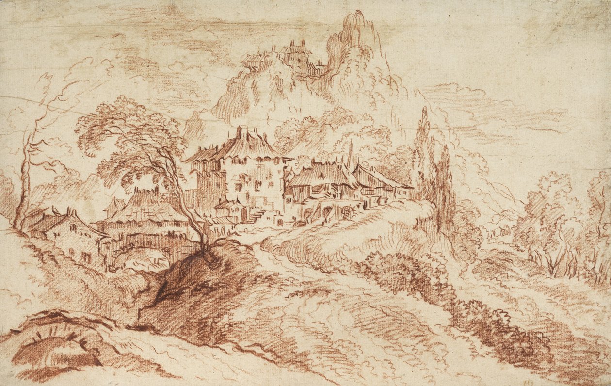 Un village italien dans un paysage montagneux - François Boucher