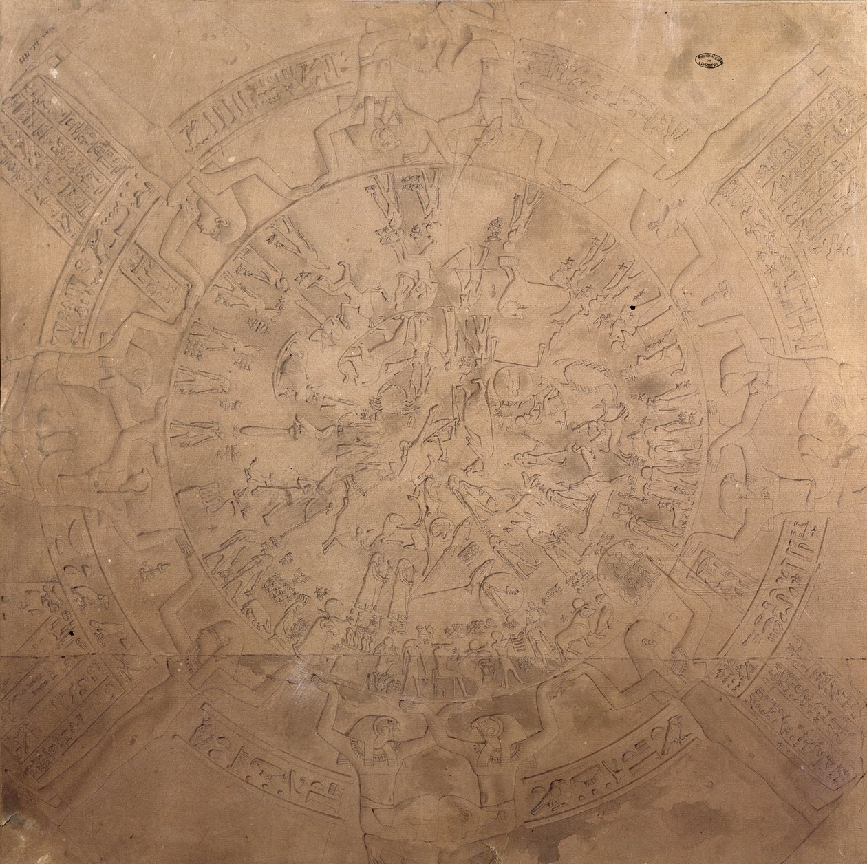Planisphère astrologique du zodiaque de Denderah, du plafond de la chapelle du Temple d