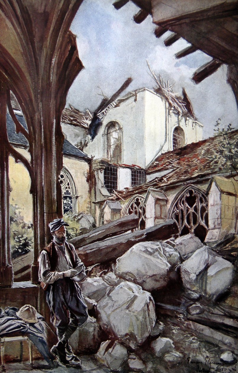 Cathédrale de Verdun après un bombardement allemand, 1914 - Francois Flameng