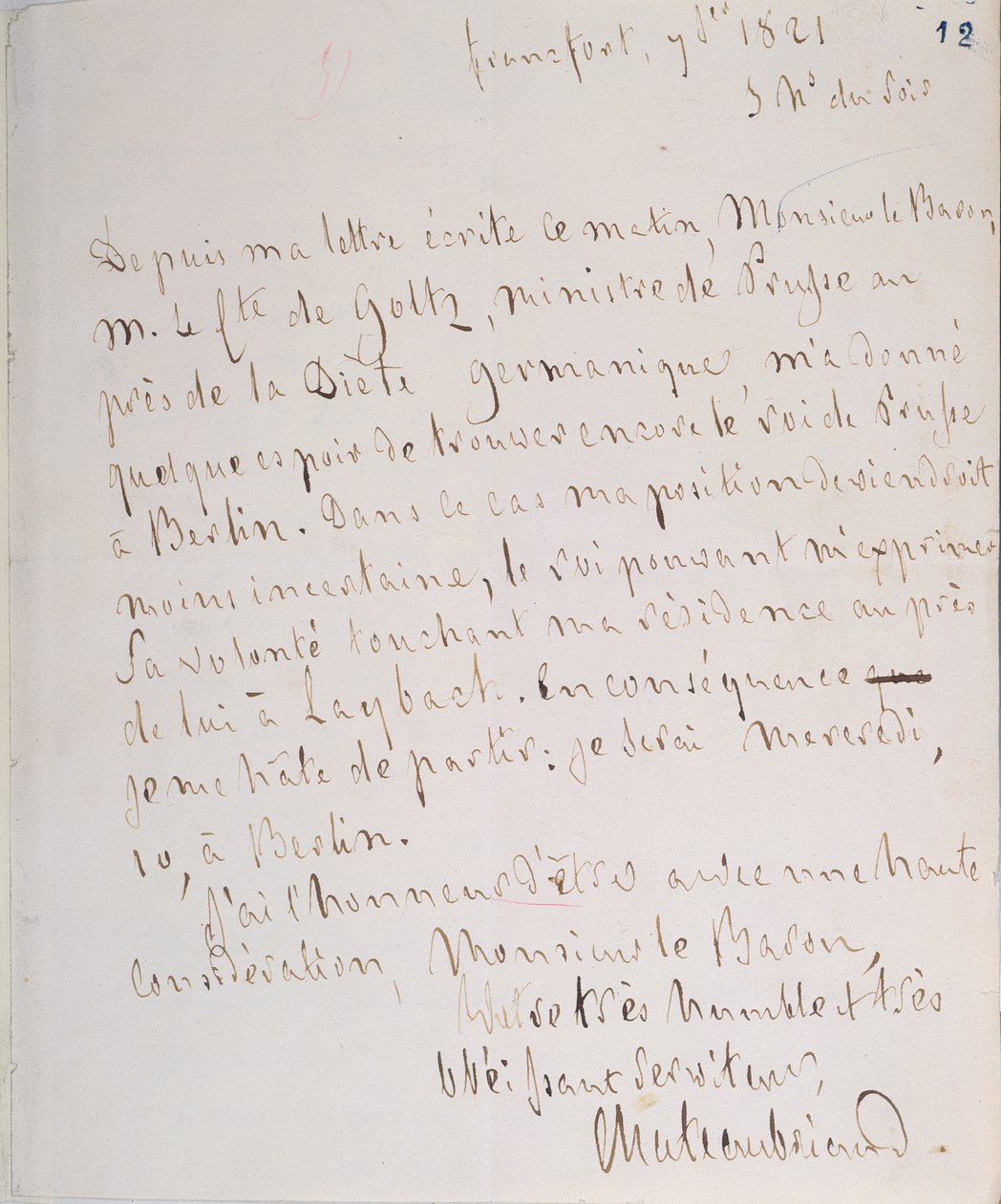 Lettre avec signature de l