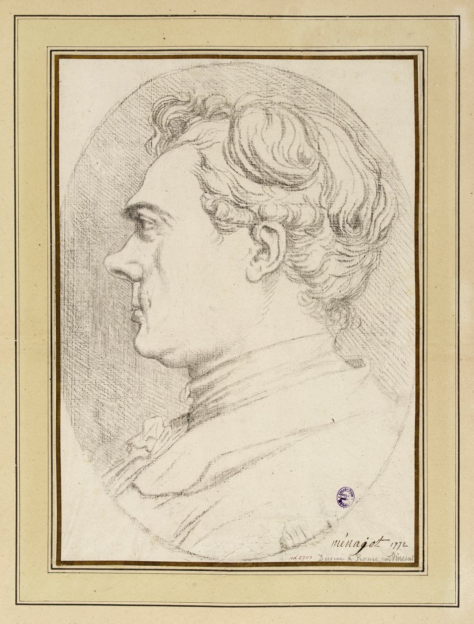 Portrait-charge du peintre Ménageot, Rome 1772 - François-André Vincent