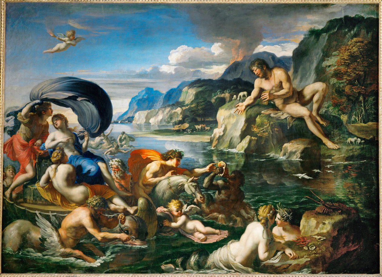 Acis et Galatee se derobant au regard de Polypheme Acis et Galatea hiding before Polyphemus ... - Francois (1590 1650) (after) Perrier
