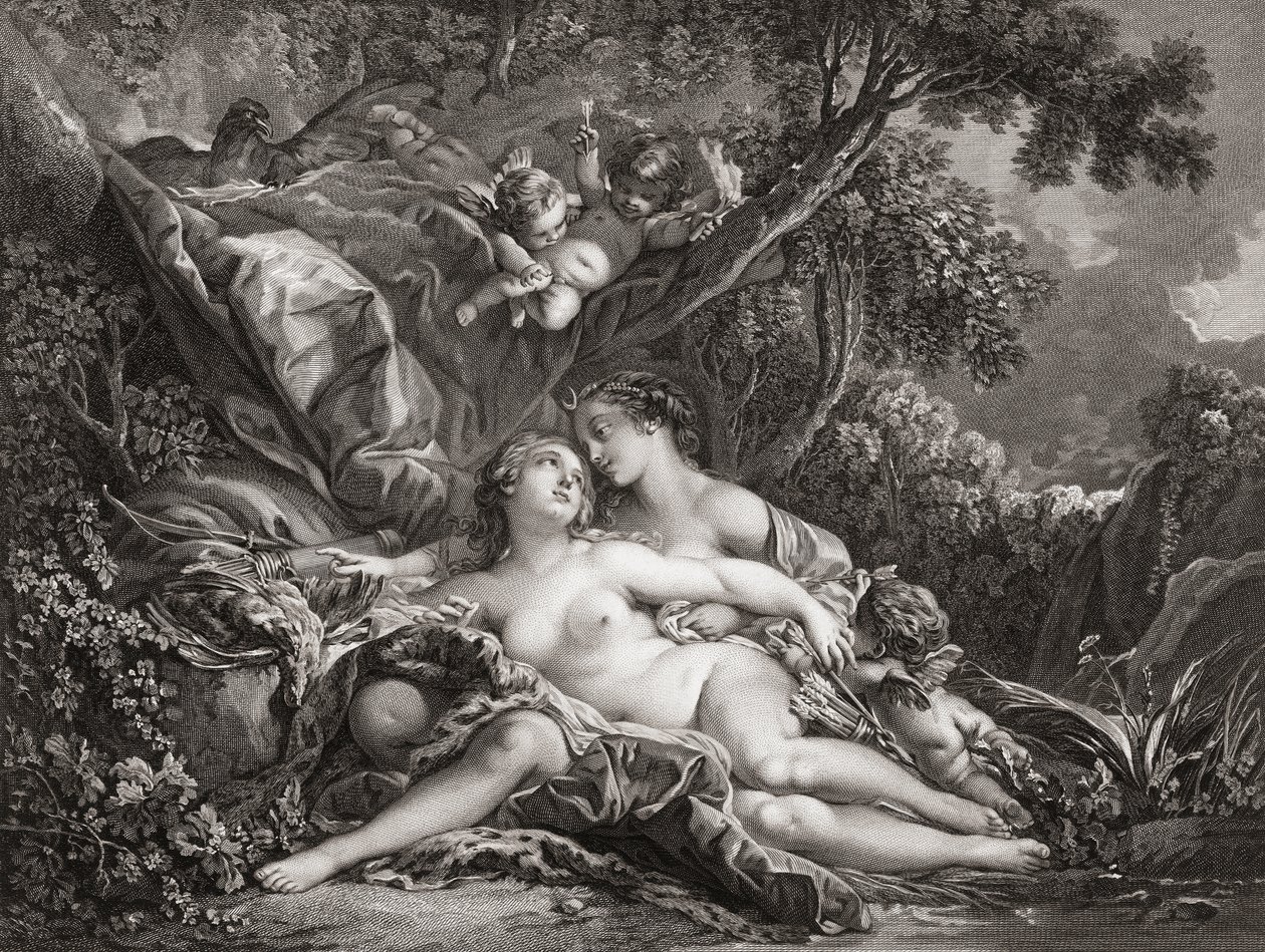 Jupiter et Callisto. (impression) - Francois (after) Boucher