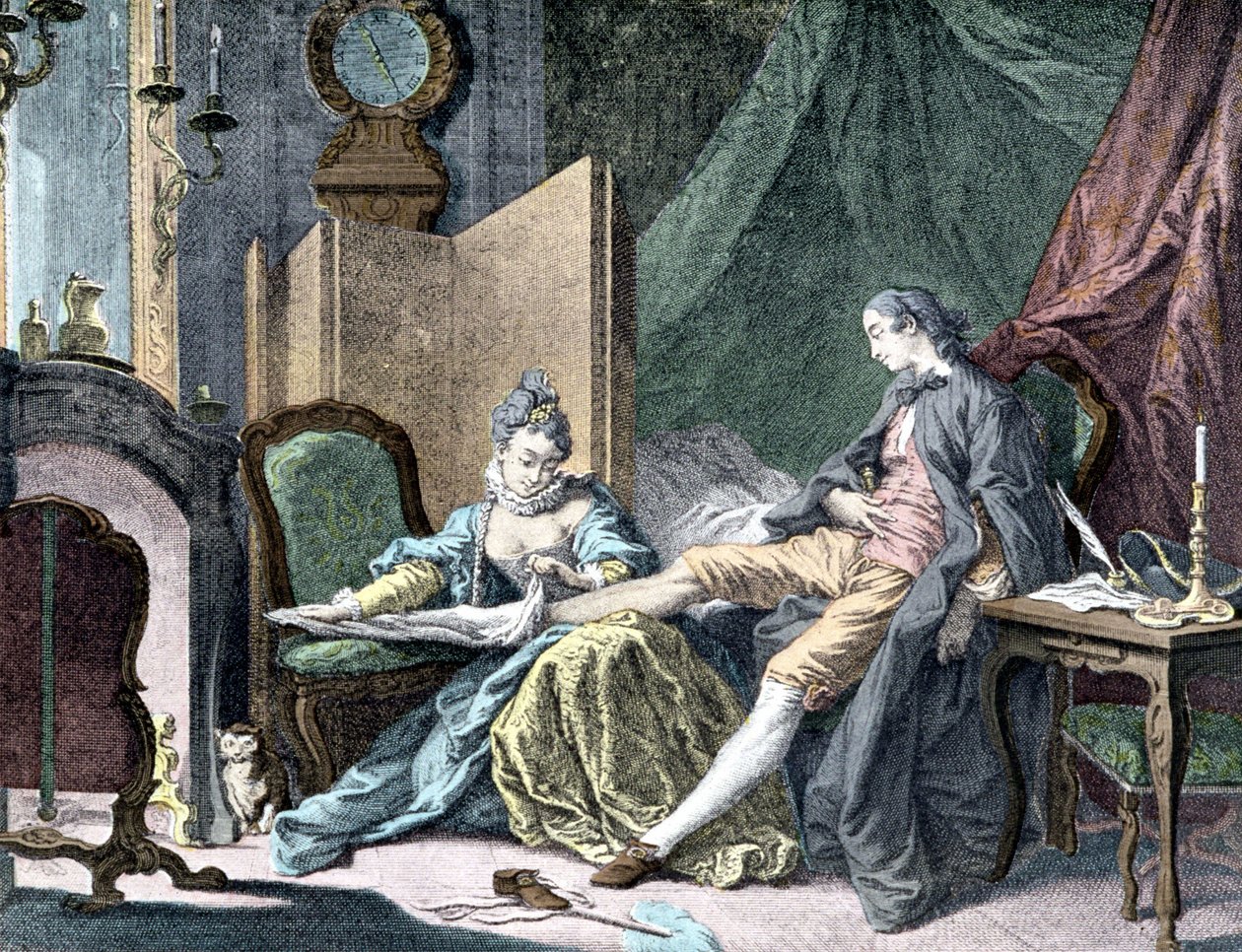 La Courtisane amoureuse : Femme enlevant le bas d