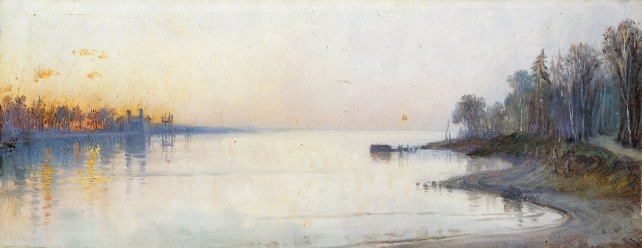 Large rivière calme au coucher du soleil, paysage du Nil - Francois Barry