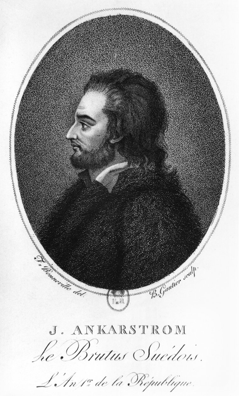 Portrait de Johan Ankarstrom, gravé par B. Gautier, 1792 - Francois Bonneville