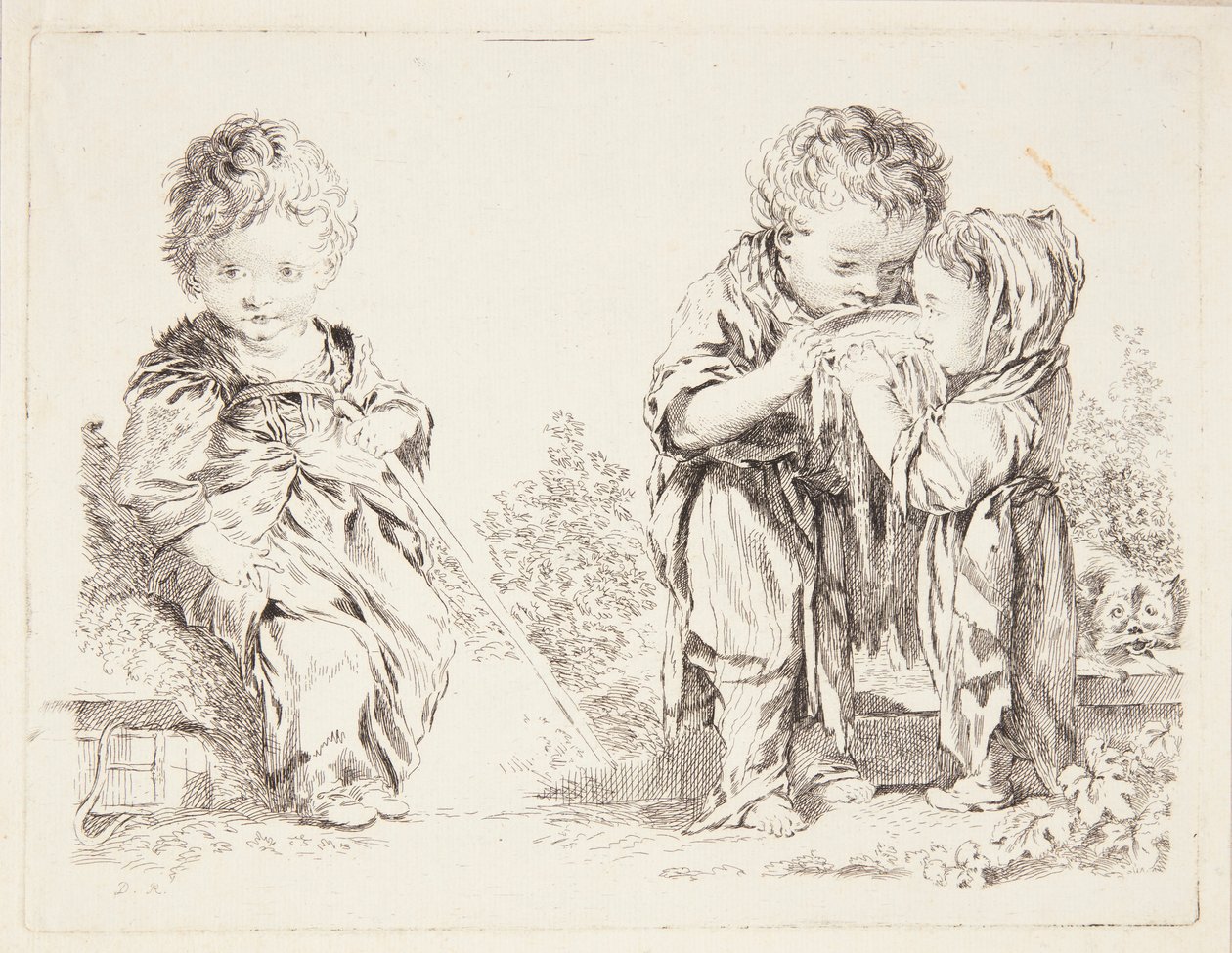 Enfant assis sur une motte de terre et Les petits buveurs de lait - François Boucher