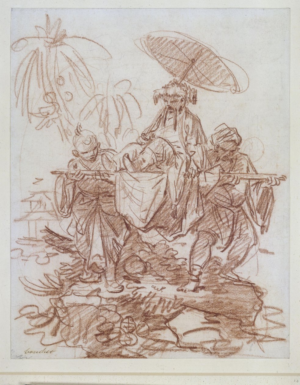 Dignitaire chinois, porté par deux serviteurs - François Boucher