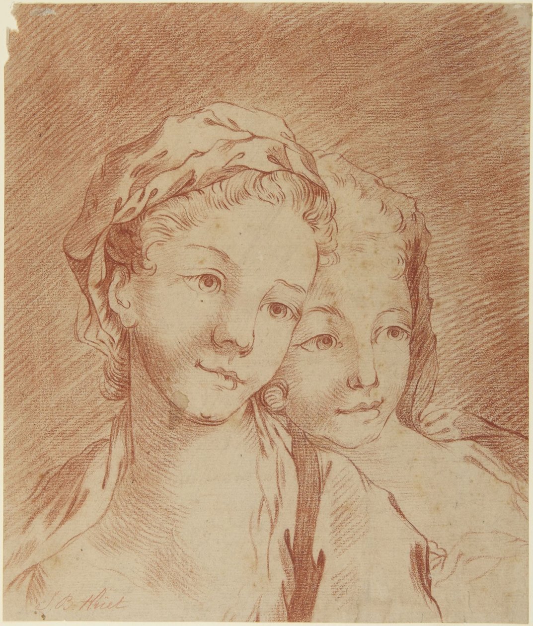 Les têtes de deux filles - François Boucher