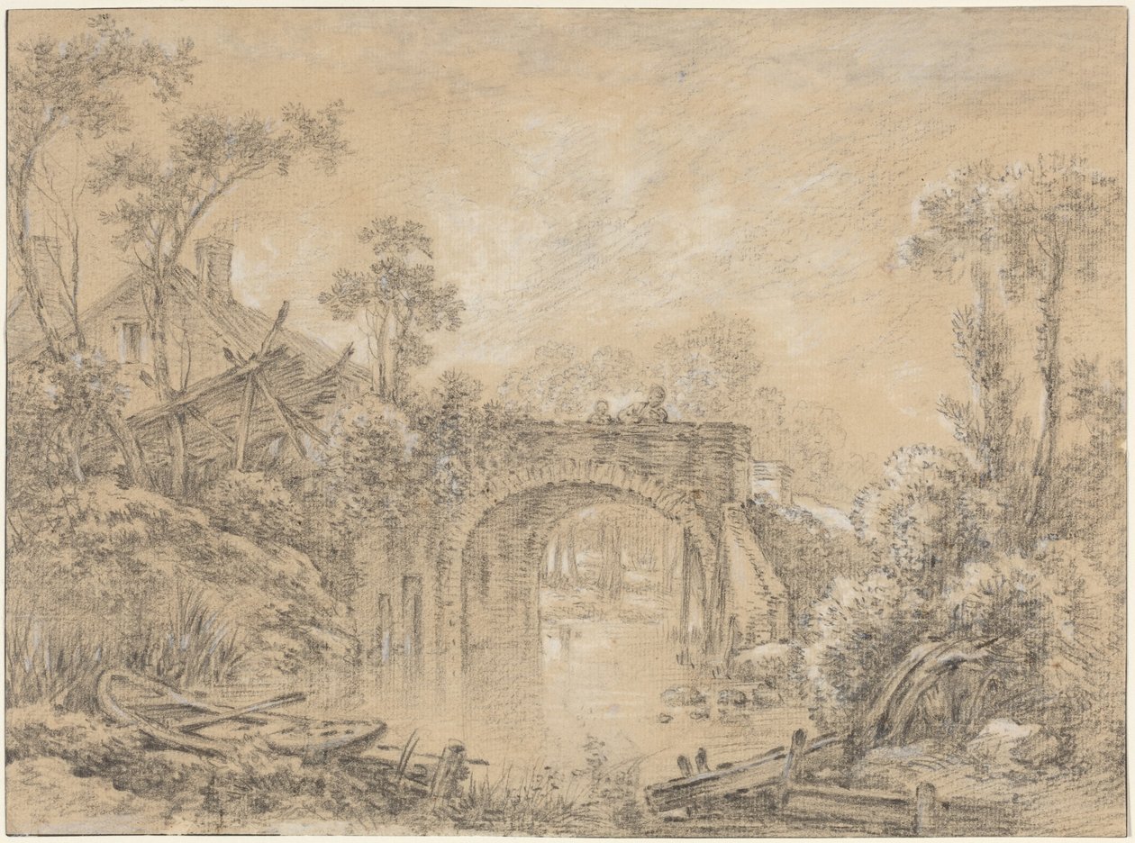 Paysage avec un pont rustique - François Boucher