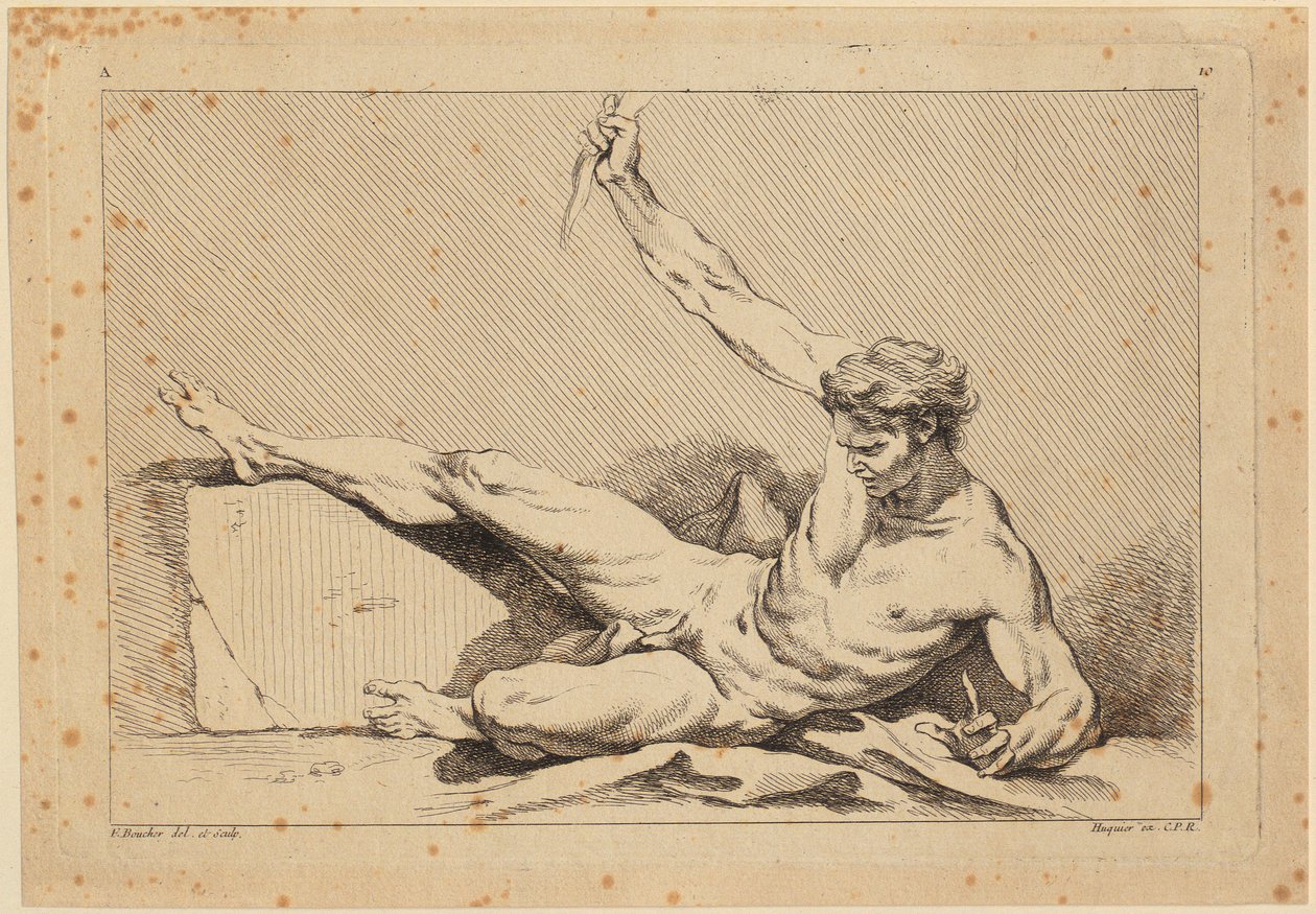 Liegender männlicher Akt, Blatt 10 aus "Second livre de figures d