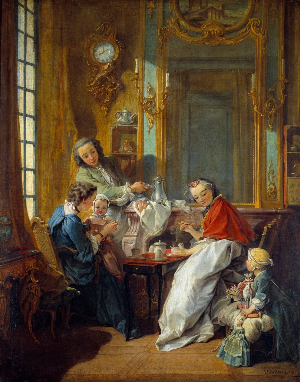 Scène de déjeuner dans un intérieur bourgeois - François Boucher