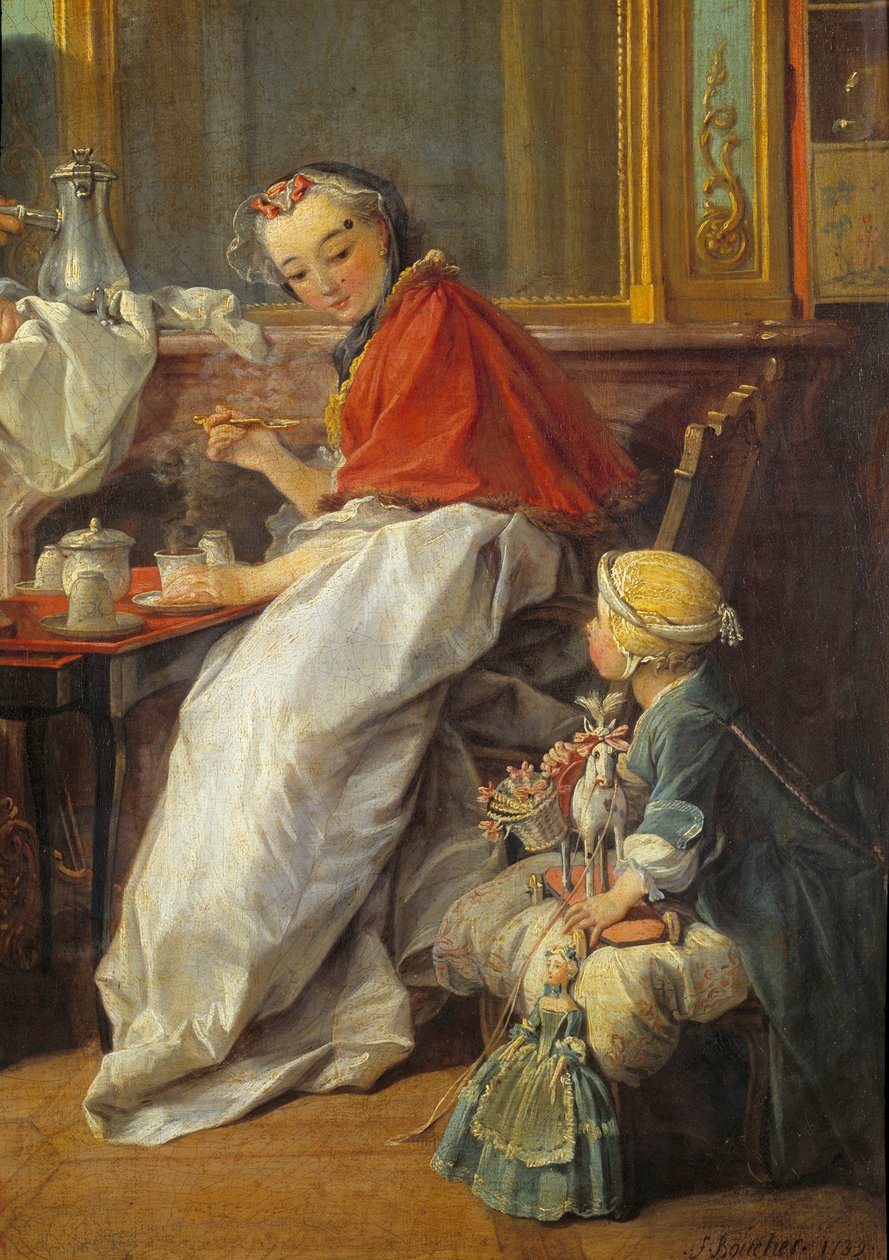Mère et fille. Détail de « Le Déjeuner » - François Boucher