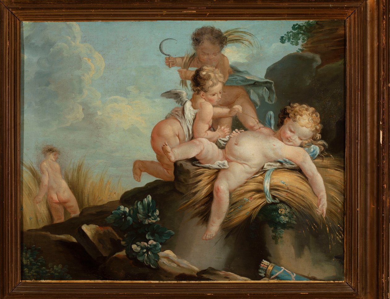 Des putti jouant parmi les céréales (L