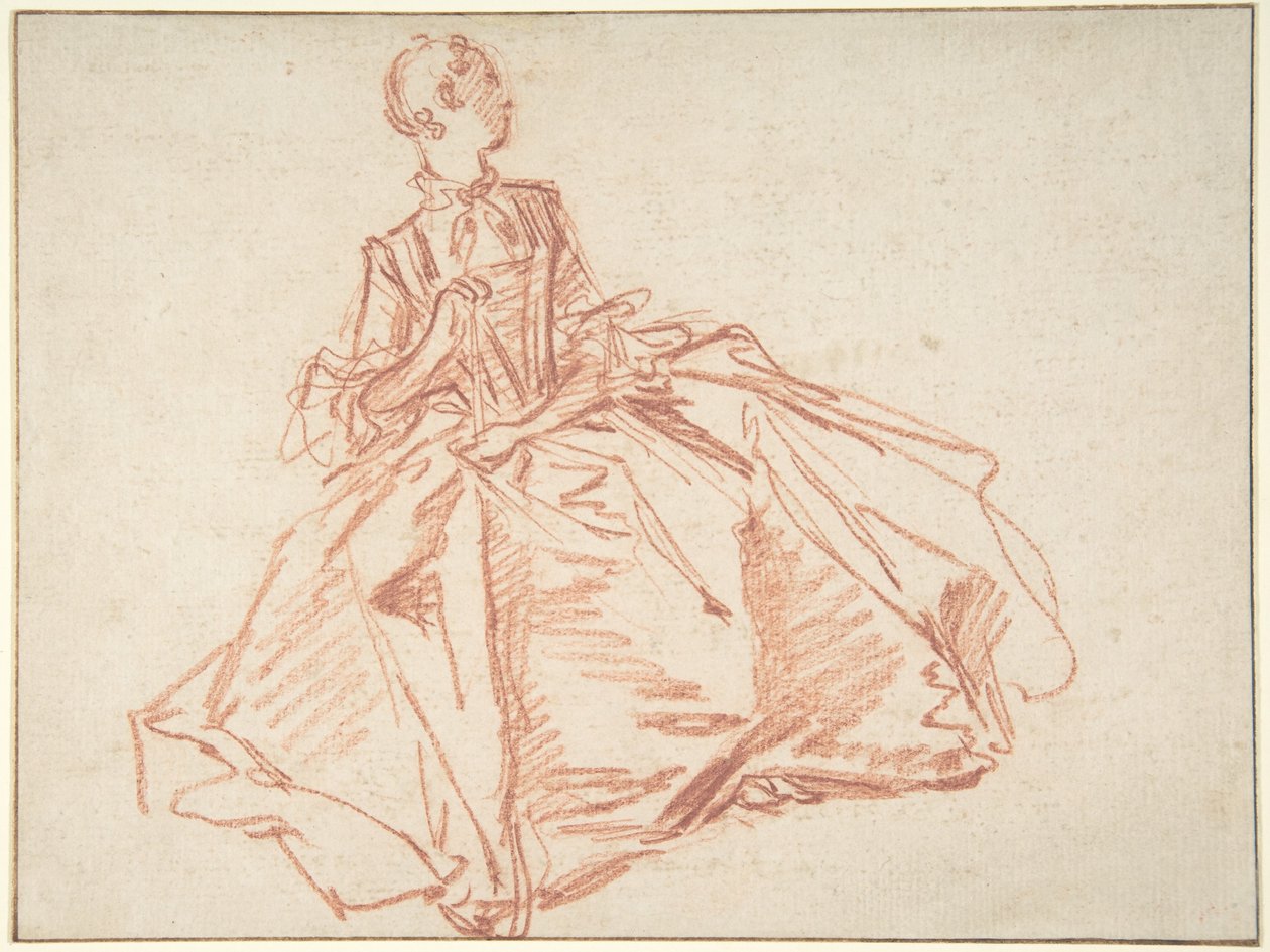 Femme assise tenant un éventail - François Boucher
