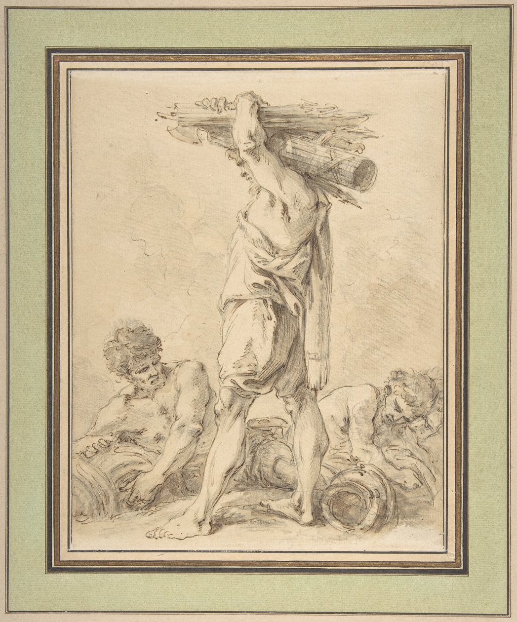 Homme debout portant des faisceaux et des armes - François Boucher