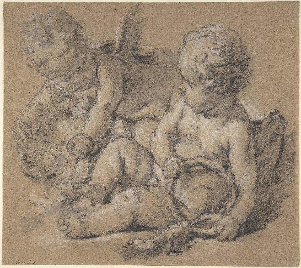 Puttis ailés avec des fleurs - François Boucher