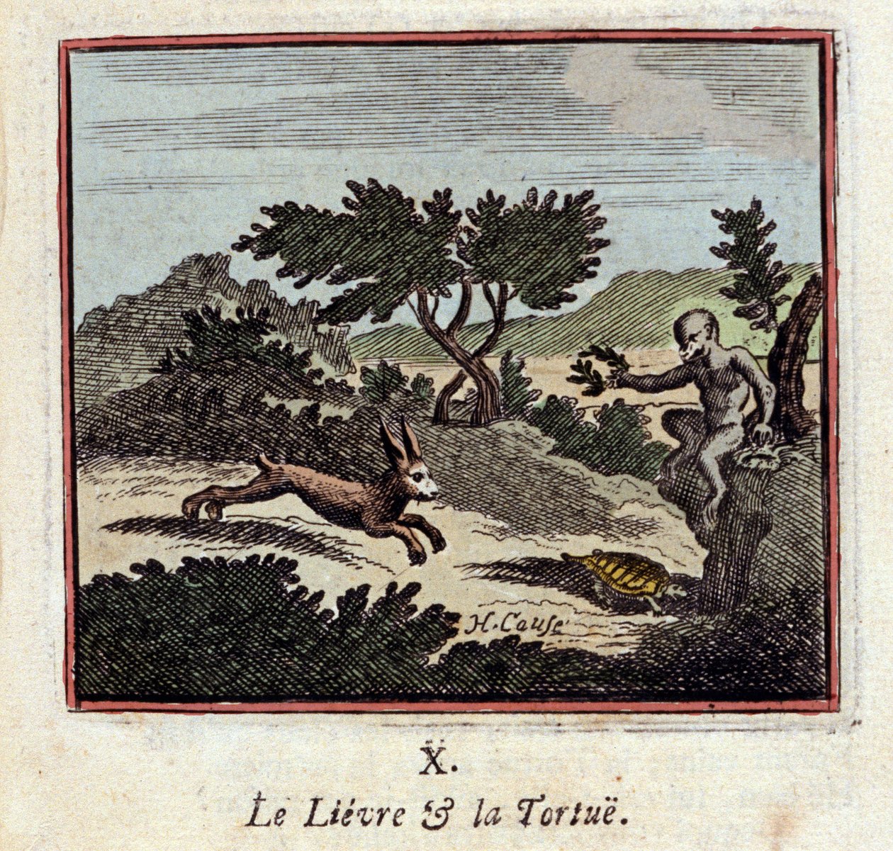 Le Lièvre et la Tortue - Fables de Jean de La Fontaine - Illustration par François Chauveau - Édition de 1728 - Francois Chauveau