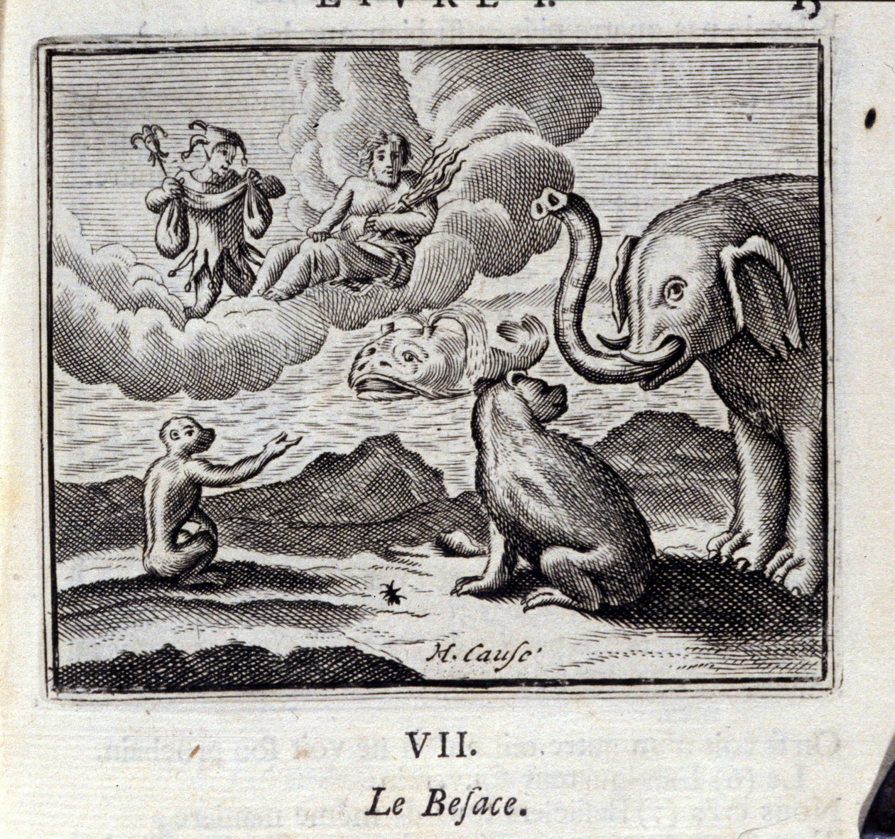 Le sac. Fables de Jean de La Fontaine (1621-95). Illustration de François Chauveau (1613-1676). Édition de 1728. - Francois Chauveau