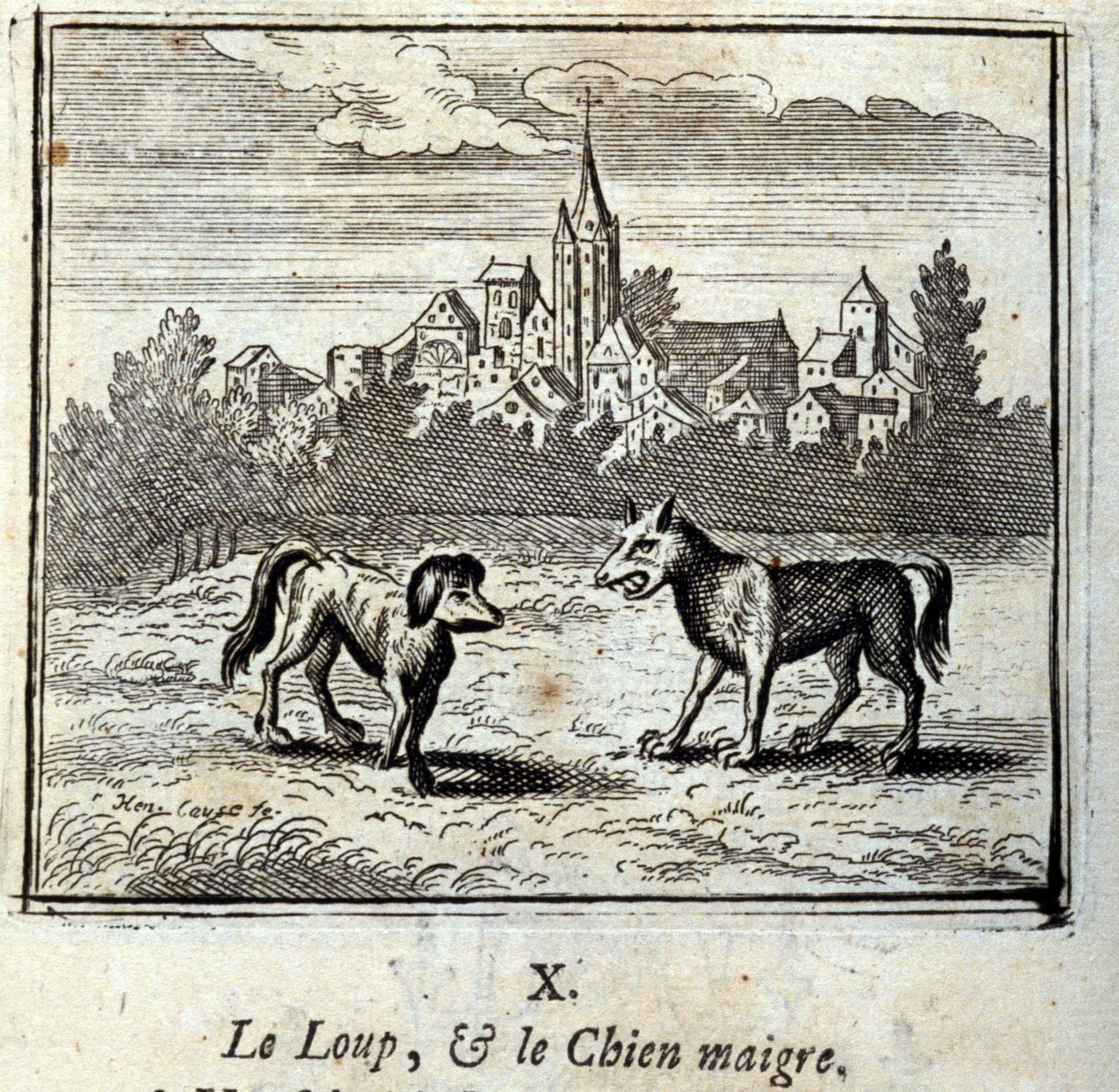 Le Loup et le Chien maigre | Francois Chauveau
