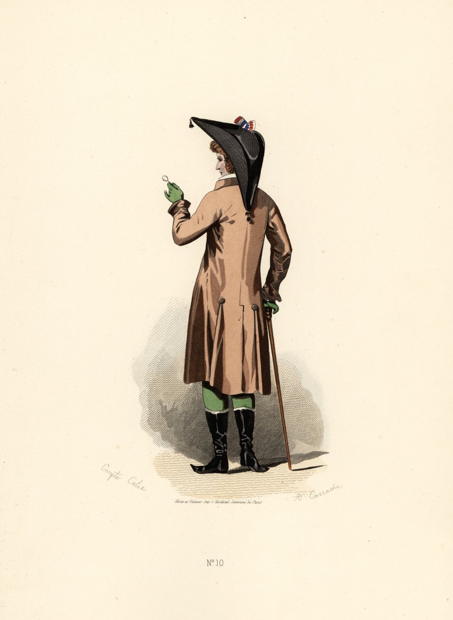 Homme en manteau couleur noisette avec monocle - Francois Claudius (after) Compte Calix
