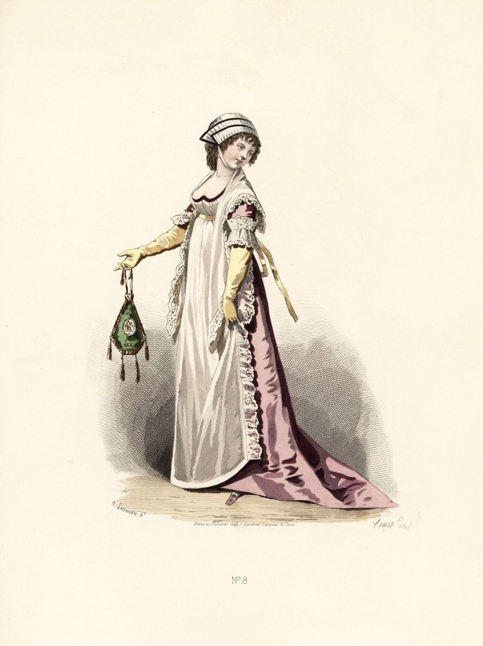 Femme en robe couleur pensée, tablier et châle - Francois Claudius (after) Compte Calix
