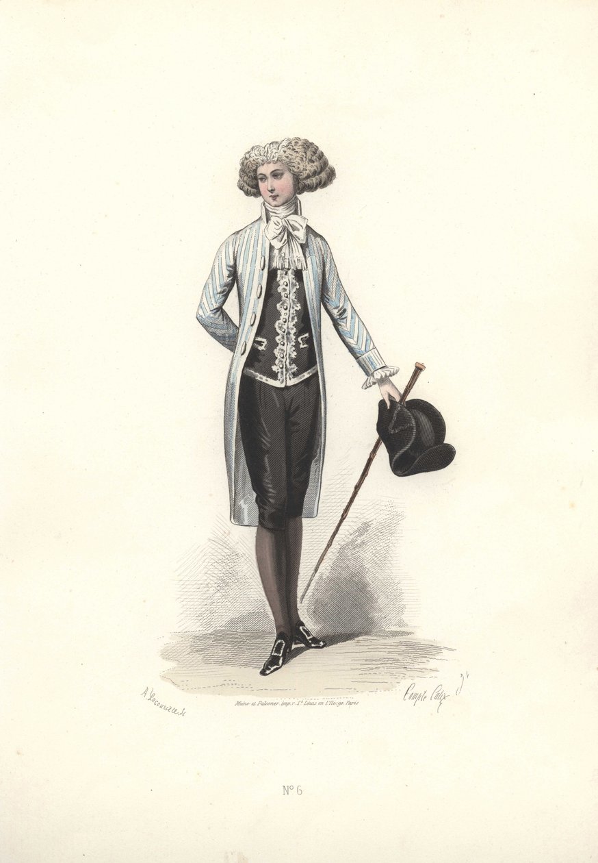Homme élégant en manteau rayé, époque de Marie-Antoinette - Francois Claudius Compte Calix